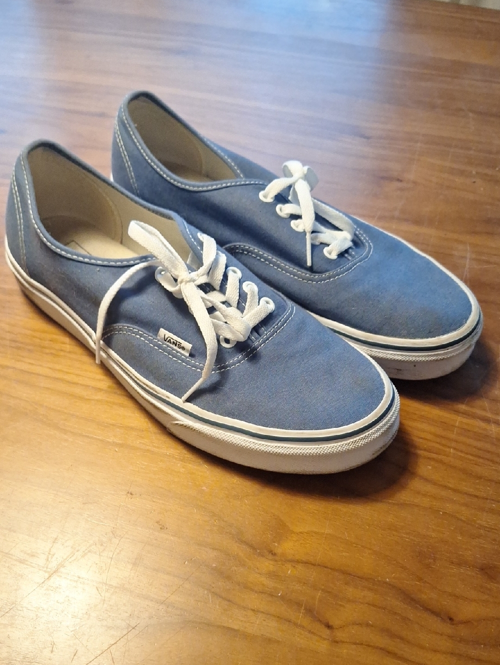 Vans Blue Canvas Low-Top Sneakers with White Laces